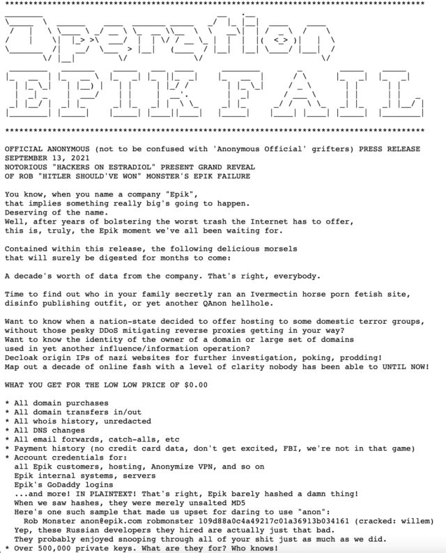anonymous-leaks-gigabytes-of-data-from-alt-right-web-host-epik Anonymous leaks gigabytes of data from alt-right web host Epik
