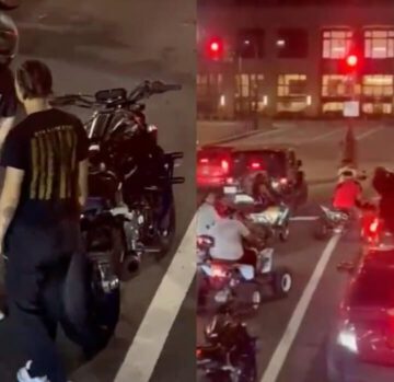 ‘Completely Outrageous’: Biker Stomps Back Window of Car with Two Children In the Backseat, Flashes Gun in Woman’s Face When She Approaches Him