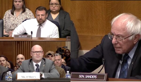 ‘Anytime, Anyplace’: Sen ‘Anytime, Anyplace’: Sen. Markwayne Mullin and Union Boss Nearly Come to Blows Before Bernie Sanders Has to Remind Him He’s a Lawmaker
