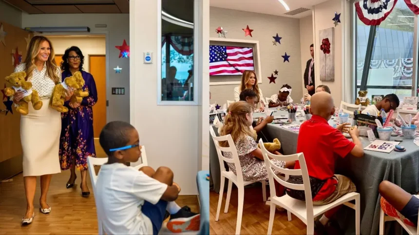 ‘No Shame!’: Melania Trump Slammed for Tone-Deaf Appearance at Children’s Hospital the Same Day Republicans Slashes Medicaid Coverage for Low-Income Americans ‘No Shame!’: Melania Trump Slammed for Tone-Deaf Appearance at Children’s Hospital the Same Day Republicans Slashes Medicaid Coverage for Low-Income Americans