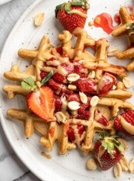 Peanut Butter and Strawberry Jelly Waffles