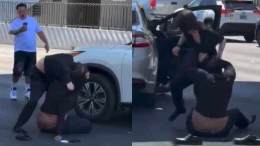 ‘Cowards’: Video of White Man Brutally Beating Black Woman Outside Las Vegas Goes Viral After No One Steps to Intervene ‘Cowards’: Video of White Man Brutally Beating Black Woman Outside Las Vegas Goes Viral After No One Steps to Intervene