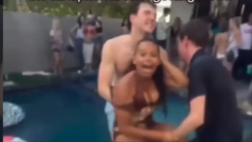 ‘Please, No, My Hair!’: Black Woman’s Desperate Pleas Ignored as She’s Grabbed and Thrown into Pool by Two White Men at Summer Party ‘Please, No, My Hair!’: Black Woman’s Desperate Pleas Ignored as She’s Grabbed and Thrown into Pool by Two White Men at Summer Party