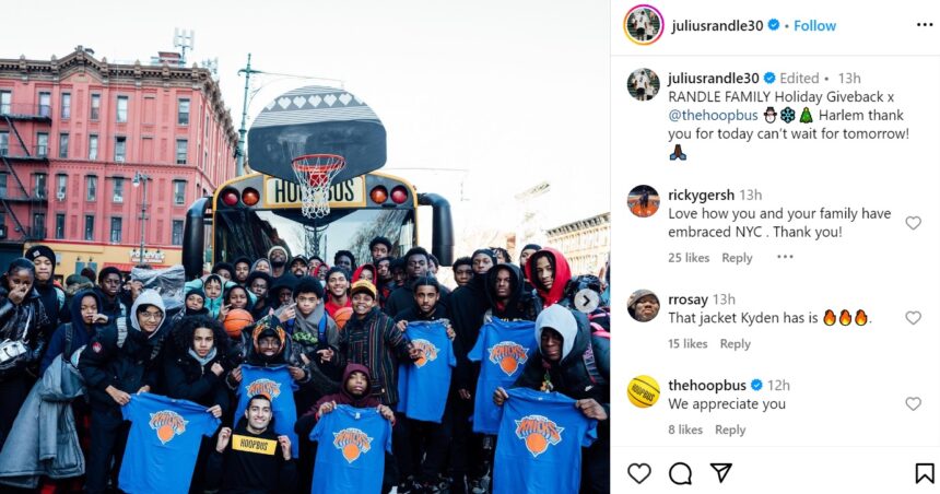 New York Knicks forward Julius Randle is bringing Christmas to the boroughs