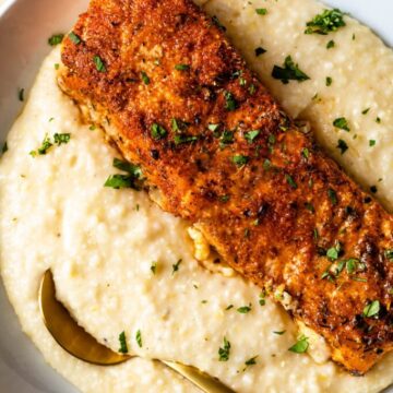 Baked Blackened Salmon and Grits Baked Blackened Salmon and Grits