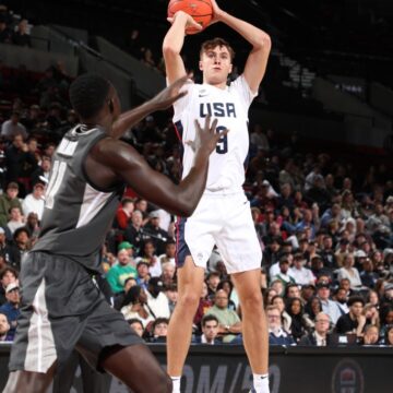 Future Duke teammates Cooper Flagg, Khaman Maluach finally meet at Nike Hoop Summit