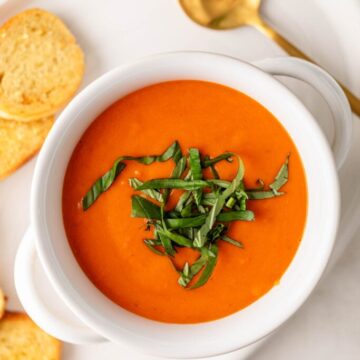 Tomato Bisque Basil Soup Recipe (Roasted & Creamy)