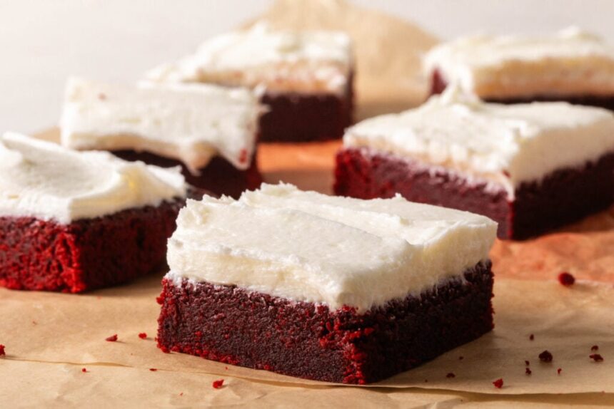 Red Velvet Brownies with Cream Cheese Frosting