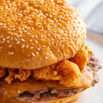 Surf and Turf Burger Recipe with Fried Crawfish Surf and Turf Burger Recipe with Fried Crawfish