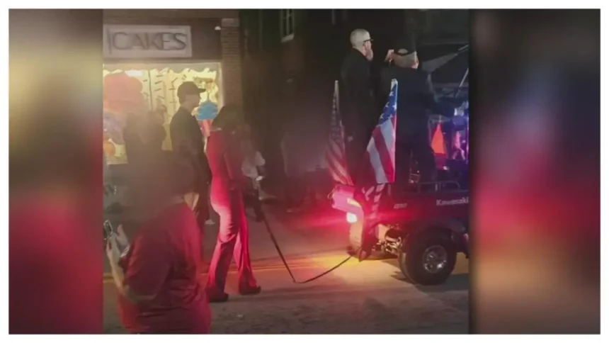 ‘Despicable Scum’: Outrage Erupts Over Pennsylvania Parade Float with Woman Dressed As Kamala Harris Chained and Dragged Behind Truck