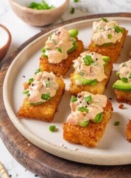 Crispy Rice Cakes With Spicy Vegan “Tuna”