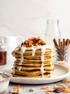 Vegan Carrot Cake Pancakes (With Maple Cream Cheese!) Vegan Carrot Cake Pancakes (With Maple Cream Cheese!)