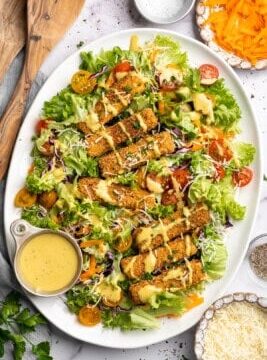 Crispy Cajun Fried Tofu Salad with Maple Mustard Dressing