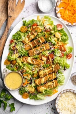 Crispy Cajun Fried Tofu Salad with Maple Mustard Dressing Crispy Cajun Fried Tofu Salad with Maple Mustard Dressing